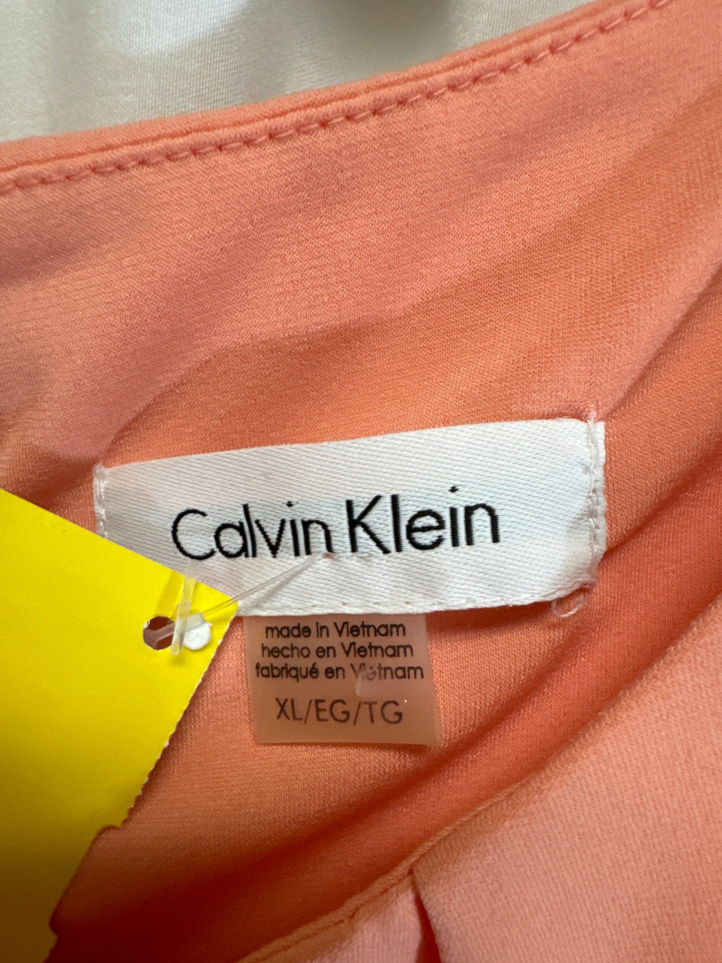 Top Sleeveless By Calvin Klein In Peach, Size: Xl