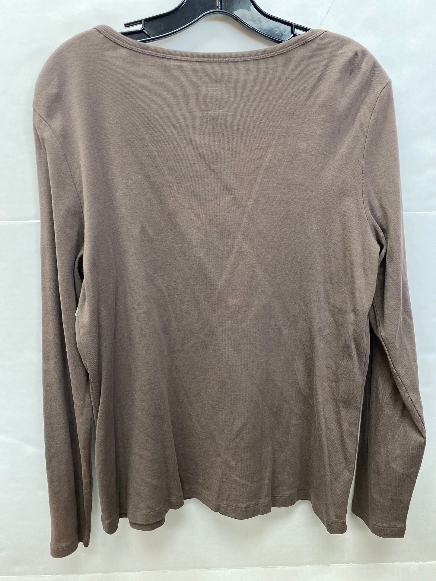 Top Long Sleeve By St Johns Bay In Taupe, Size: L