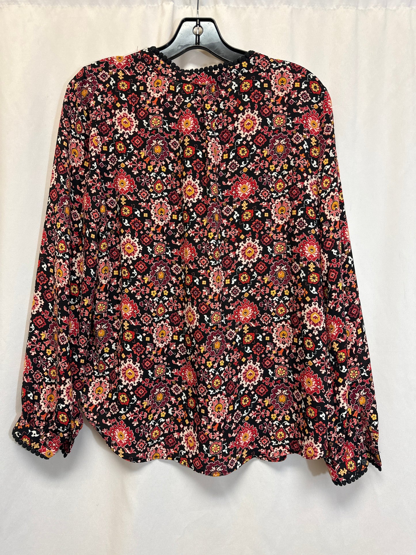 Top Long Sleeve By Loft In Black & Red, Size: Xs