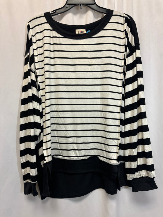 Top Long Sleeve By Bibi In Black & White, Size: L