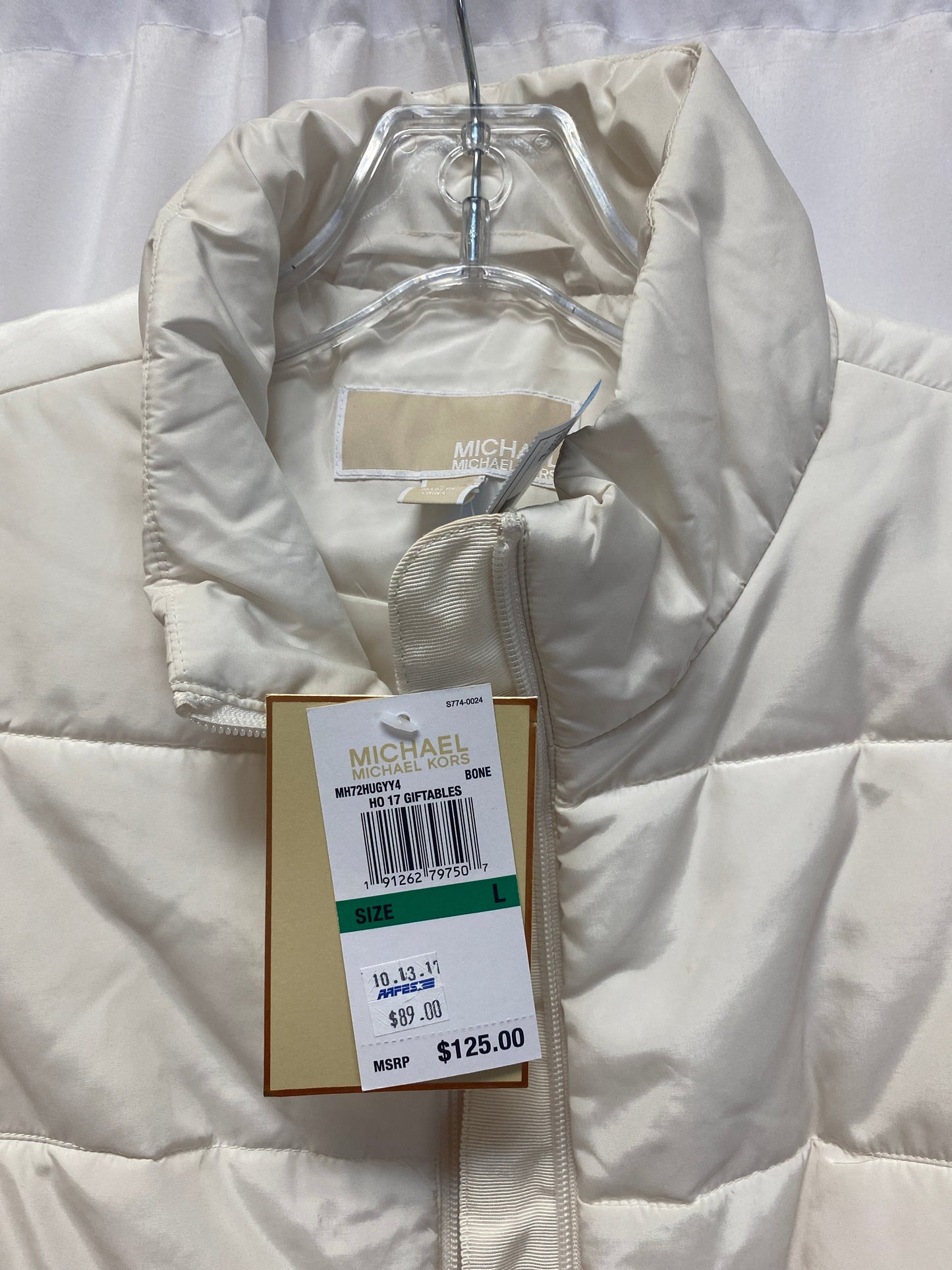 Vest Puffer & Quilted By Michael By Michael Kors In Cream, Size: L