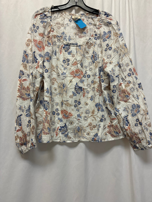 Top Long Sleeve By Ana In Blue & White, Size: Xl