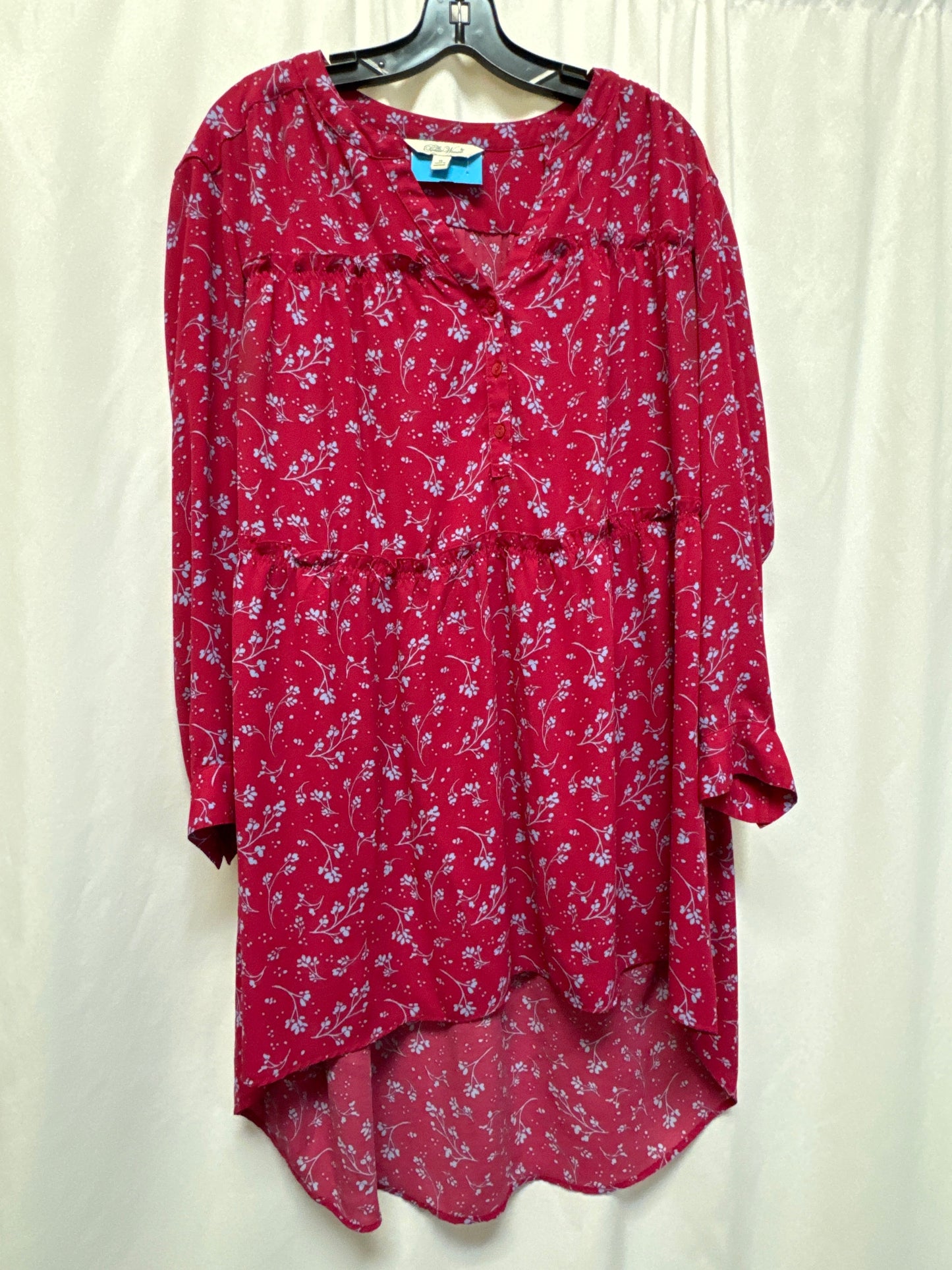 Tunic Long Sleeve By Clothes Mentor In Pink, Size: Xl