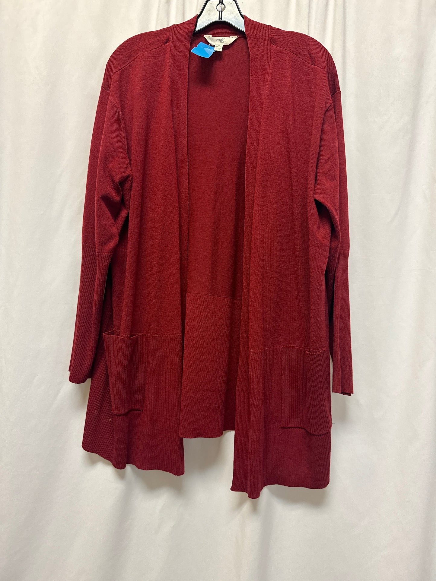 Sweater Cardigan By Terra & Sky In Red, Size: 1x