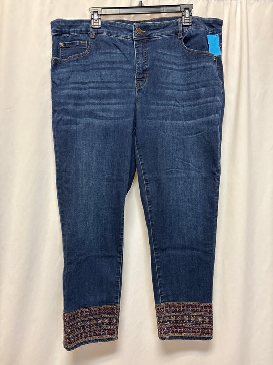 Jeans Skinny By Tribal In Blue Denim, Size: 18