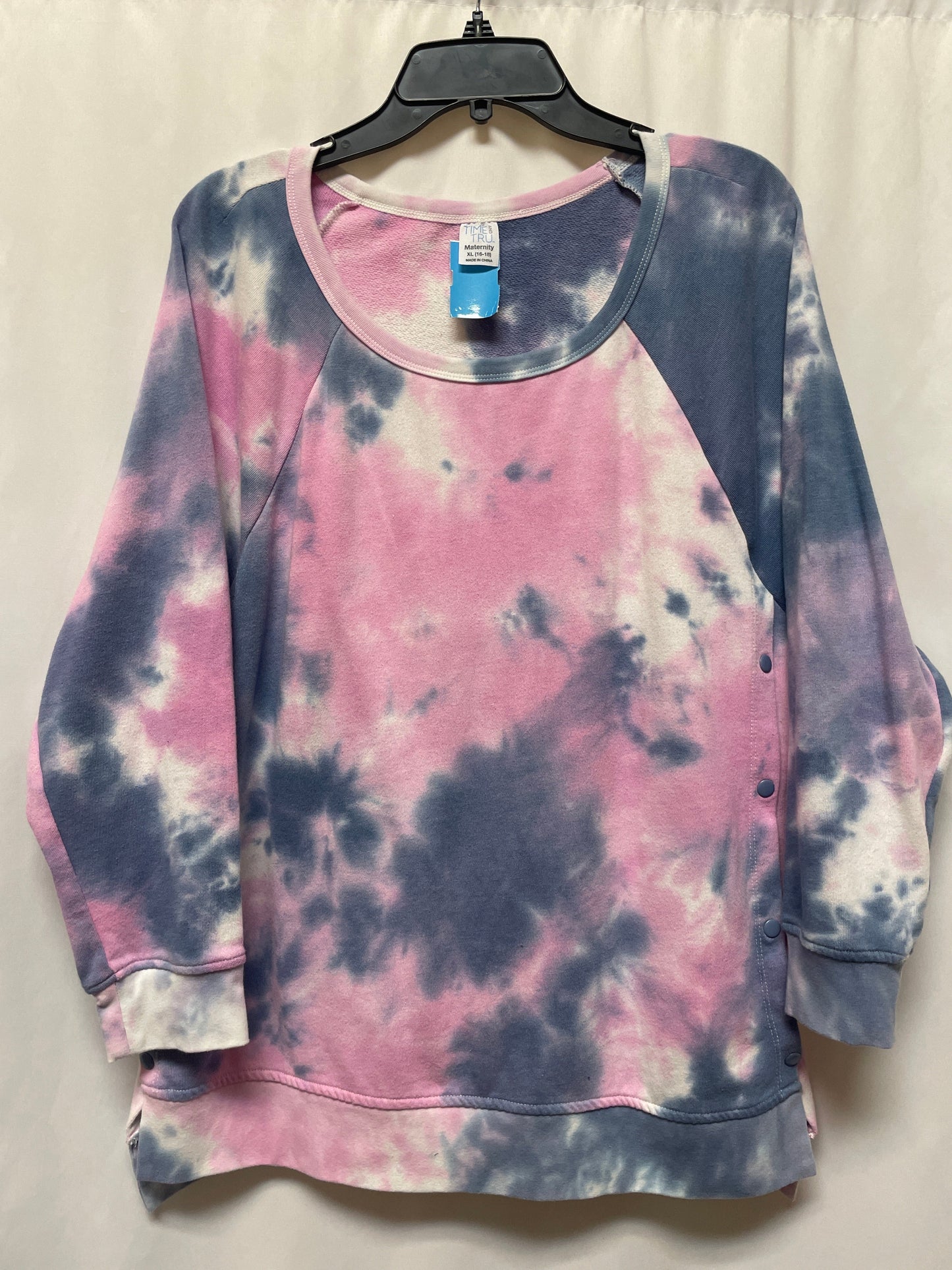 Top Long Sleeve By Time And Tru In Tie Dye Print, Size: Xl