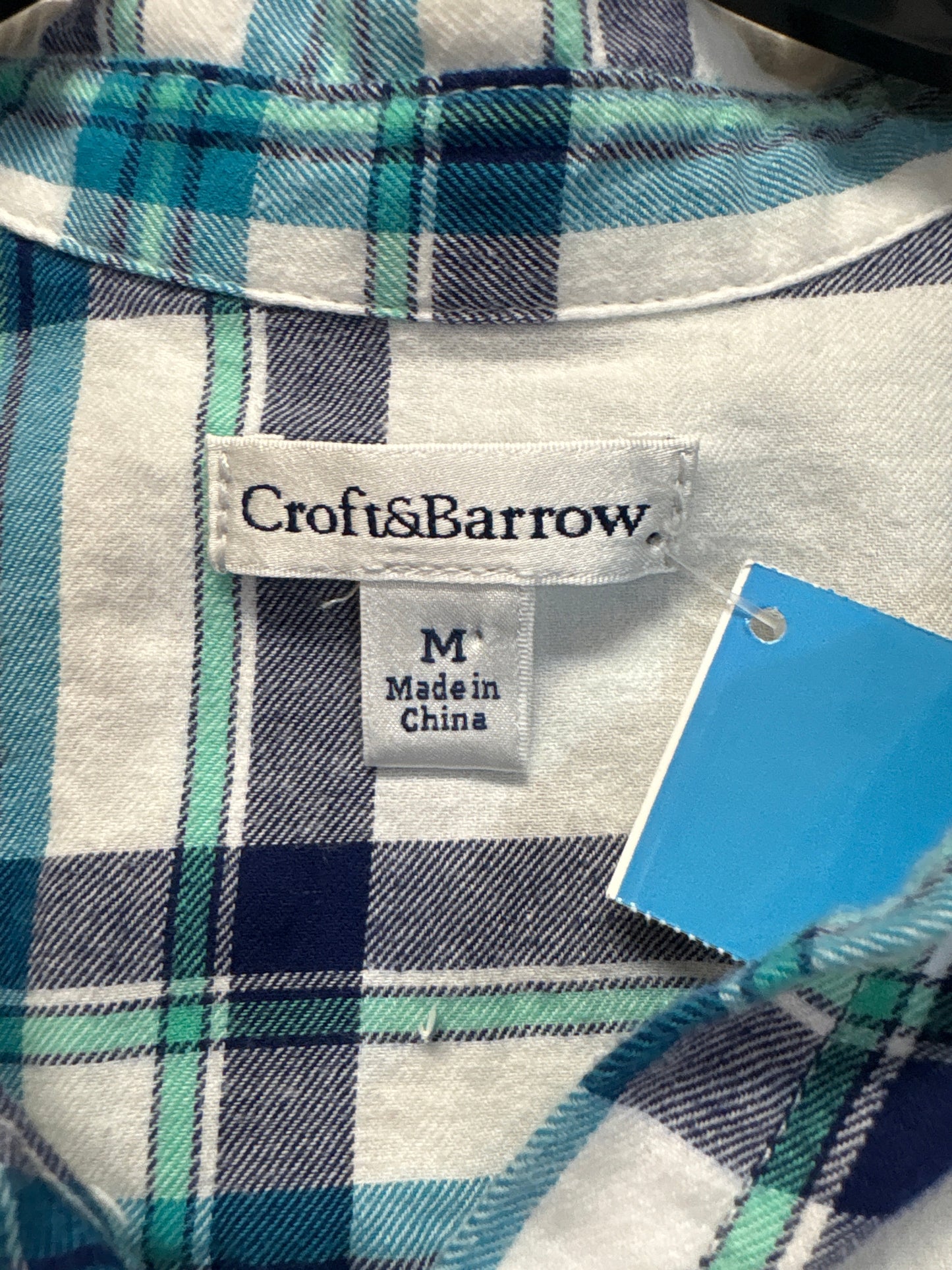 Top Long Sleeve By Croft And Barrow In Blue & White, Size: M