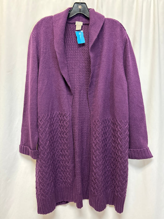 Sweater Cardigan By Chicos In Purple, Size: Xl