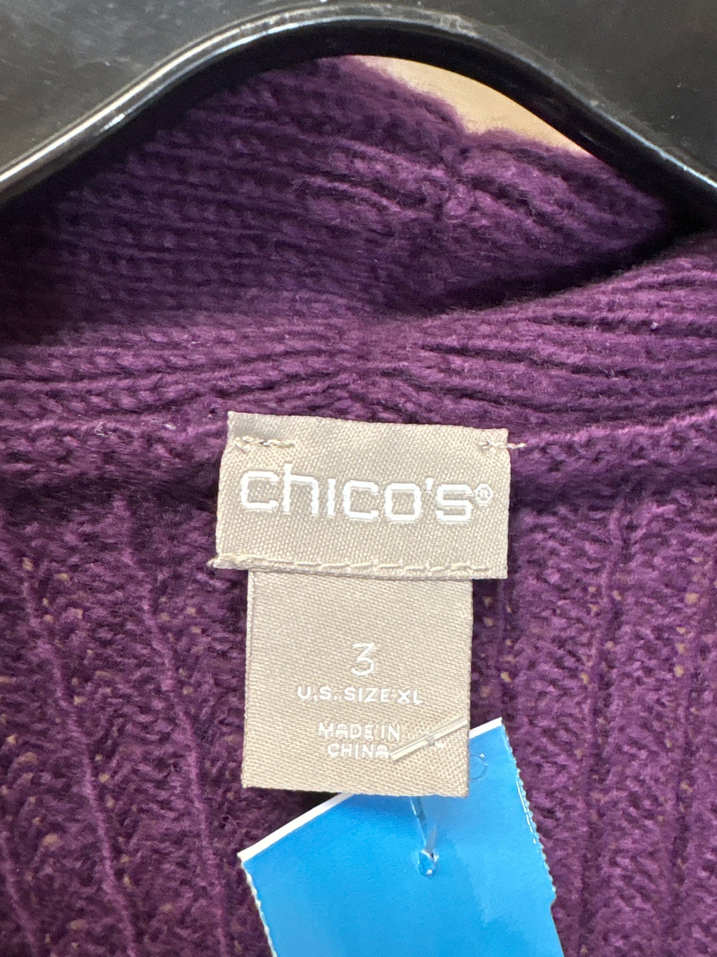 Sweater Cardigan By Chicos In Purple, Size: Xl