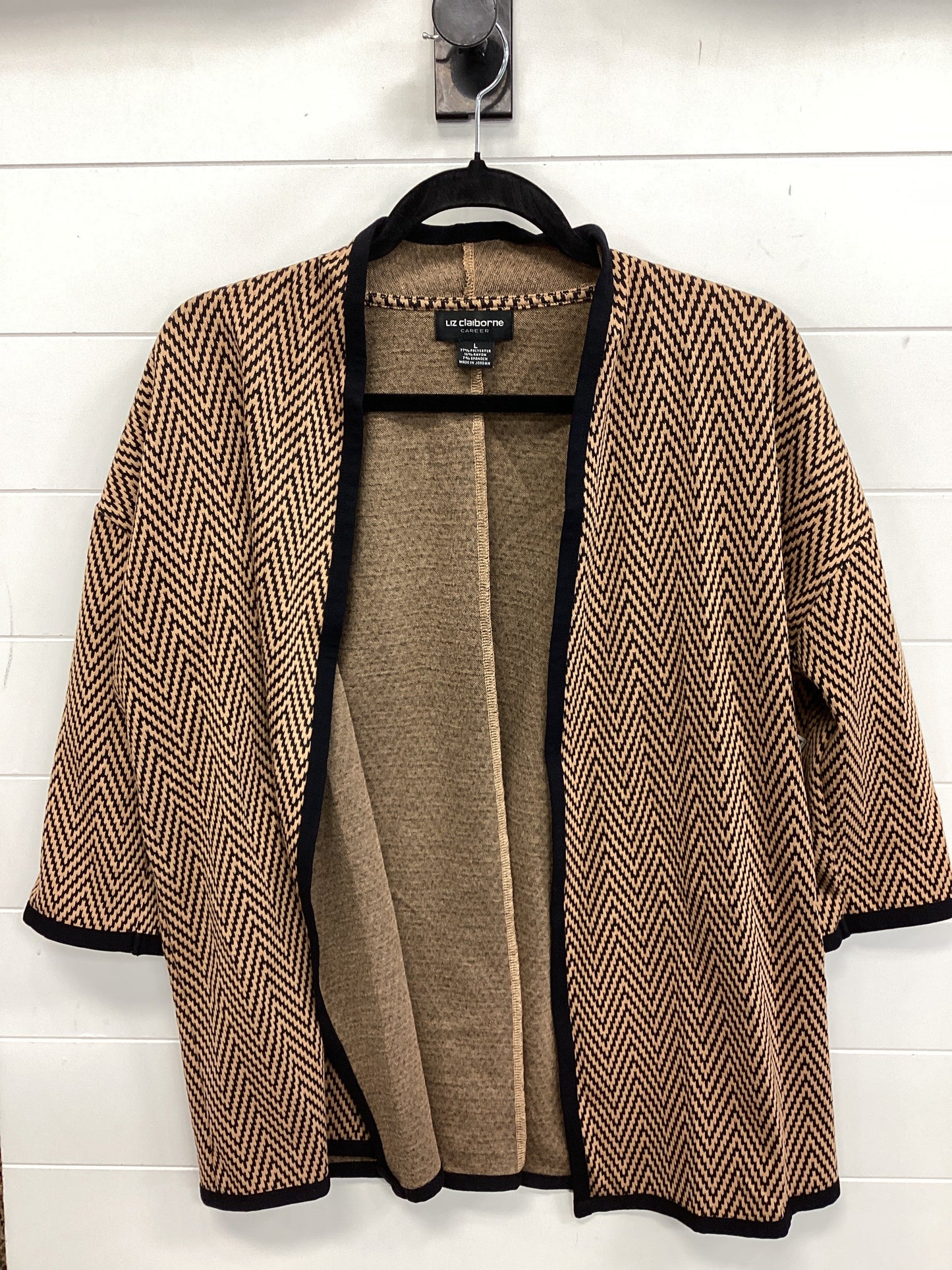 Cardigan By Liz Claiborne In Tan, Size:L