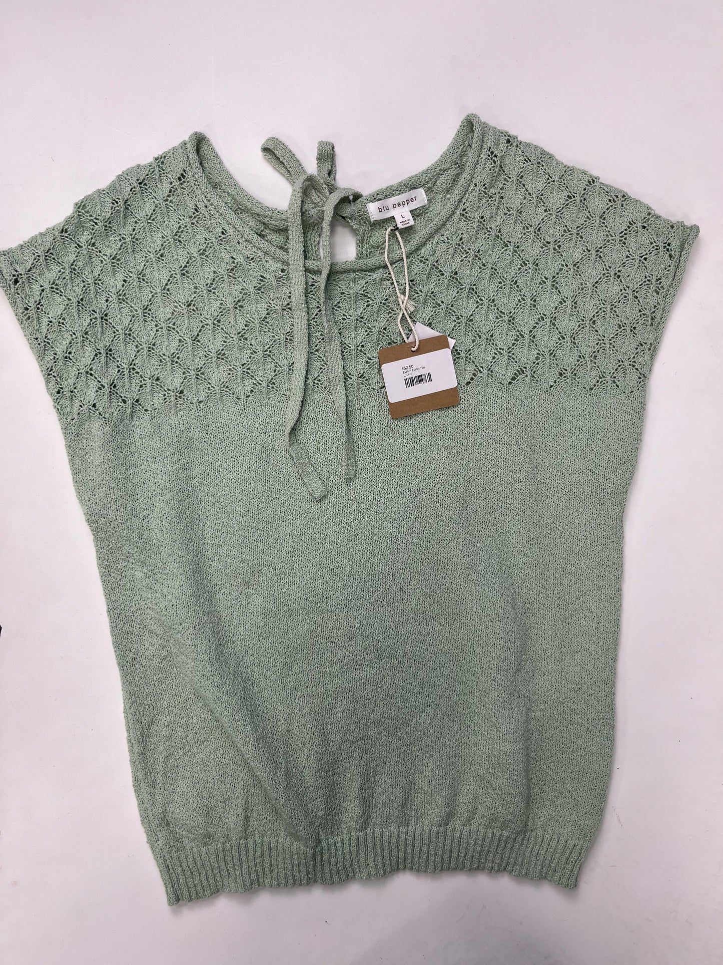 Green Sweater Short Sleeve Blu Pepper, Size L