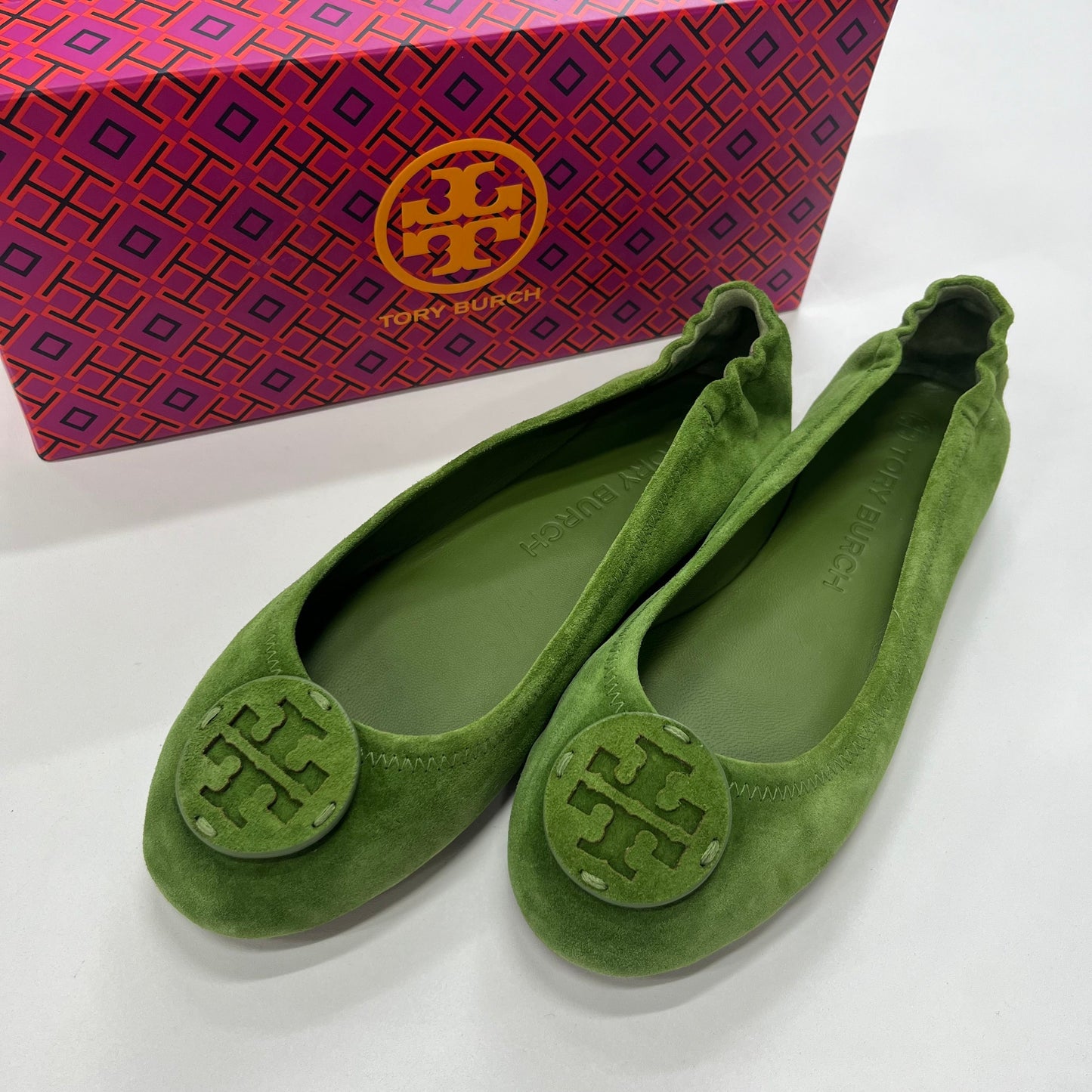 Green Shoes Flats Ballet Tory Burch, Size 9