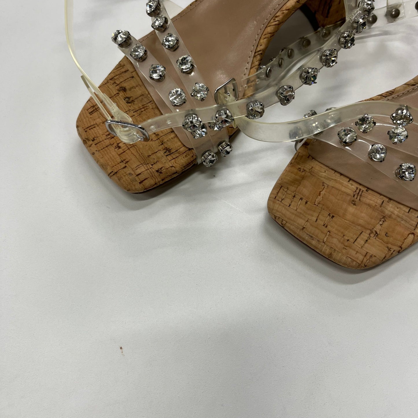 Clear Sandals Heels Block Steve Madden, Size 6