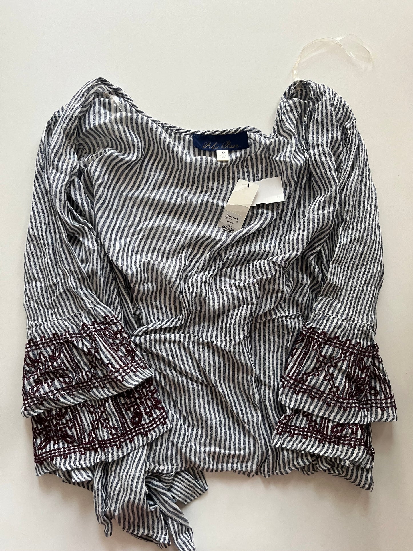 Striped Blouse Long Sleeve Blue Rain, Size M