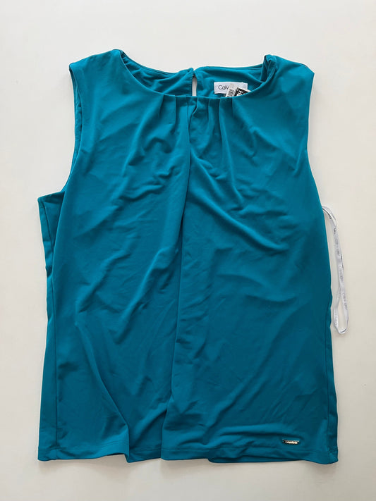 Blouse Sleeveless By Calvin Klein In Turquoise, Size: L