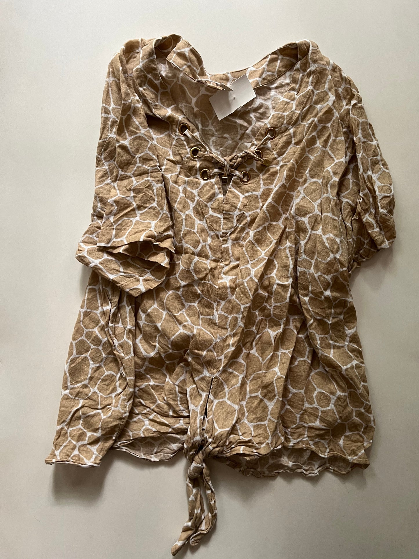 Top Short Sleeve By Michael Kors O In Animal Print, Size: 1x