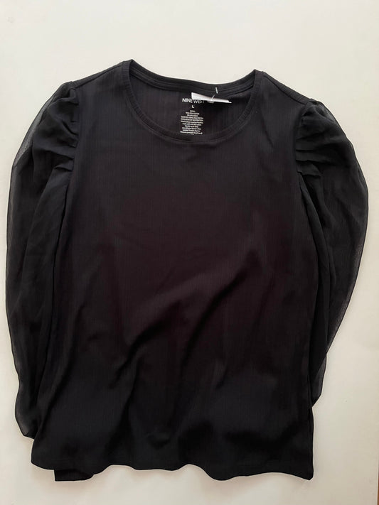 Blouse Long Sleeve By Nine West Apparel In Black, Size: L