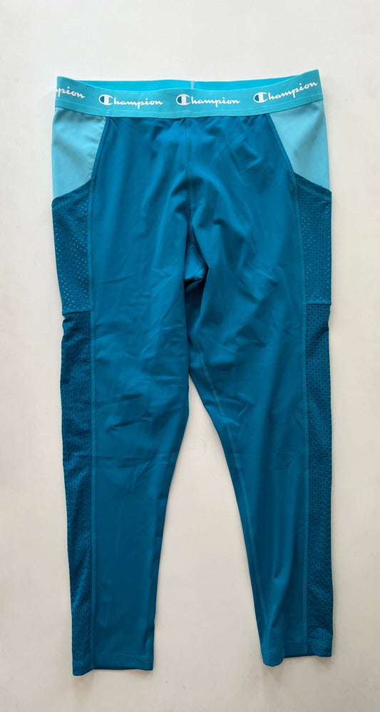 Athletic Leggings By Champion In Turquoise, Size: Xl