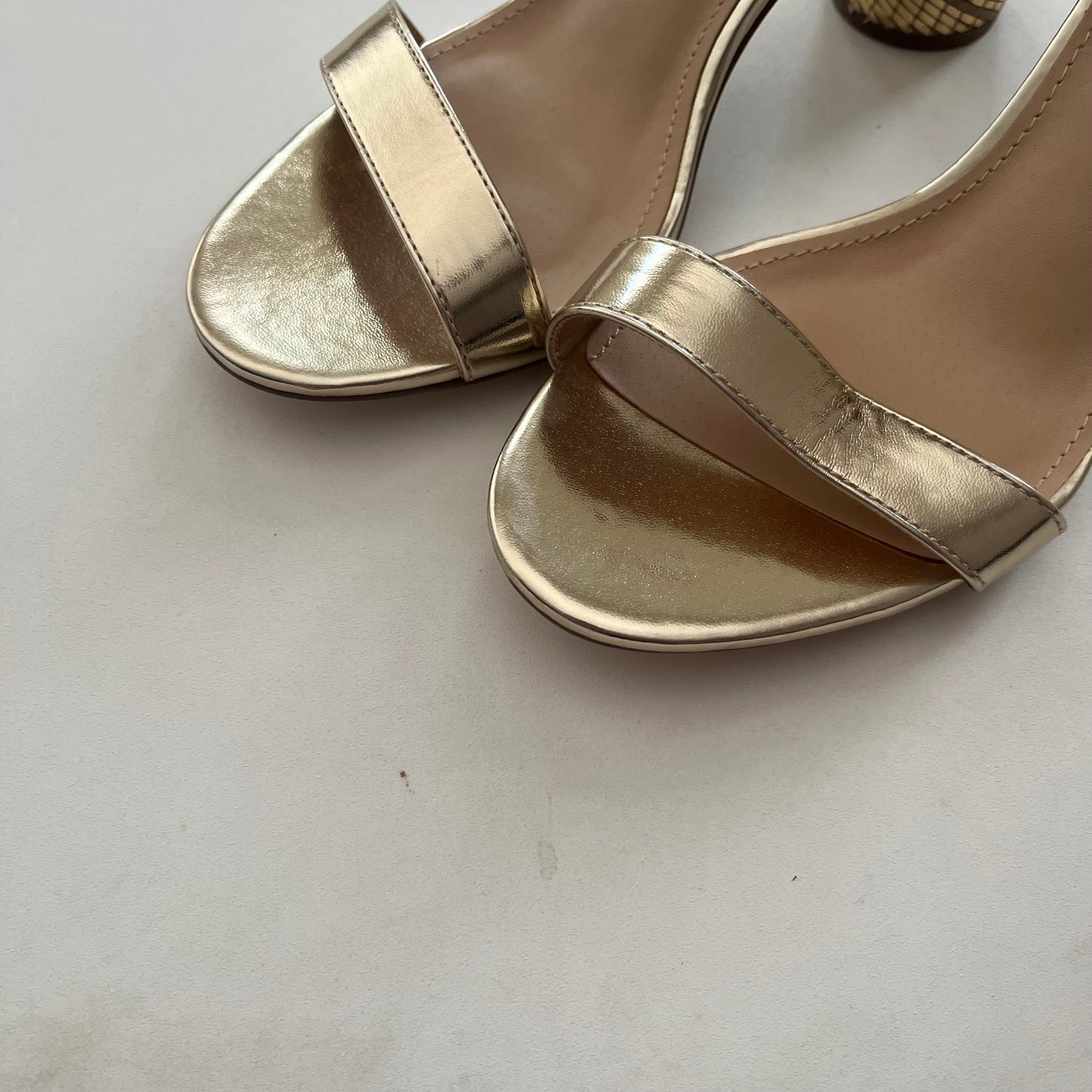 Shoes Heels Block By Just Fab In Gold, Size: 7.5