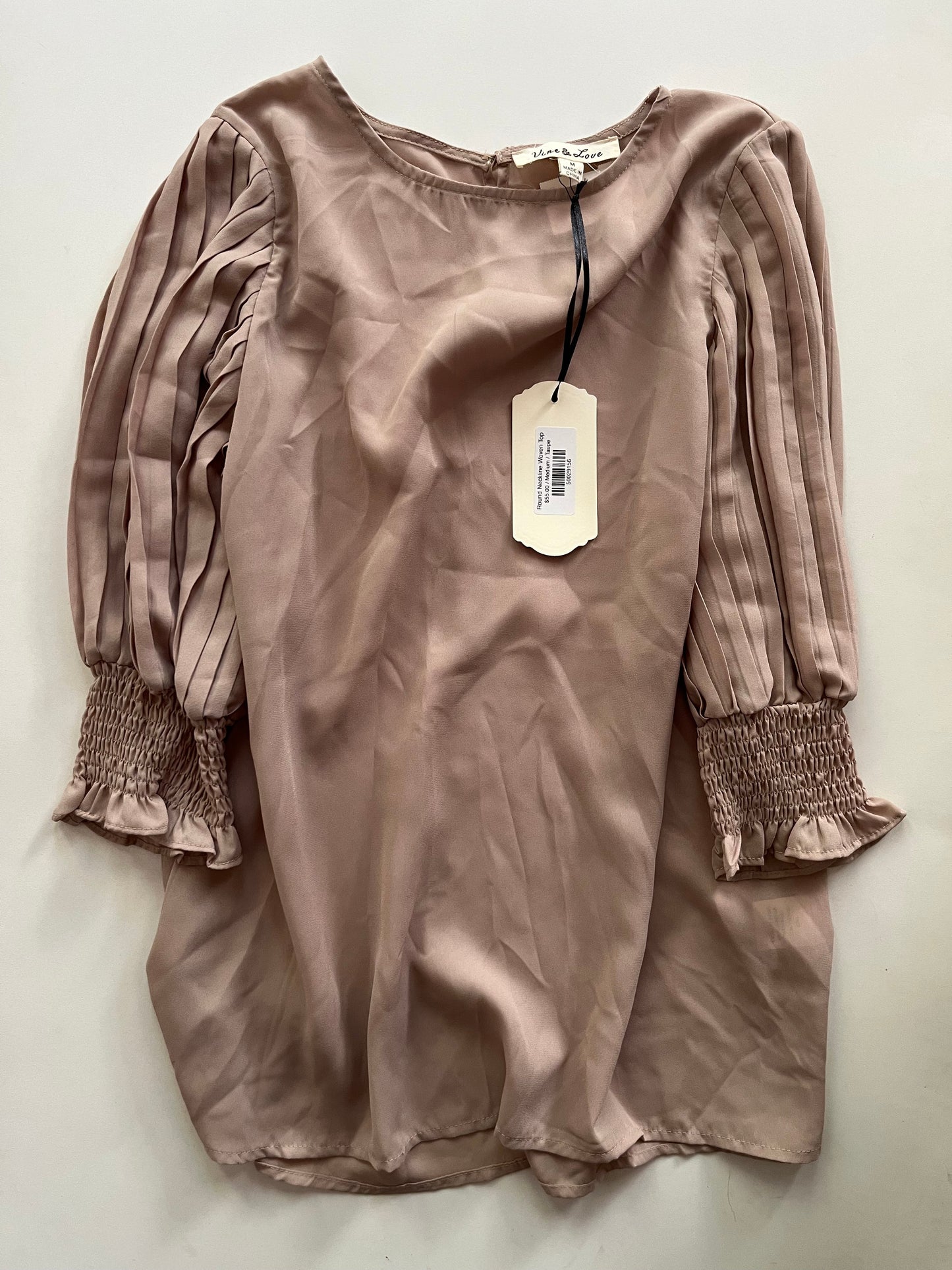 Blouse Long Sleeve By Vine & Love In Tan, Size: M