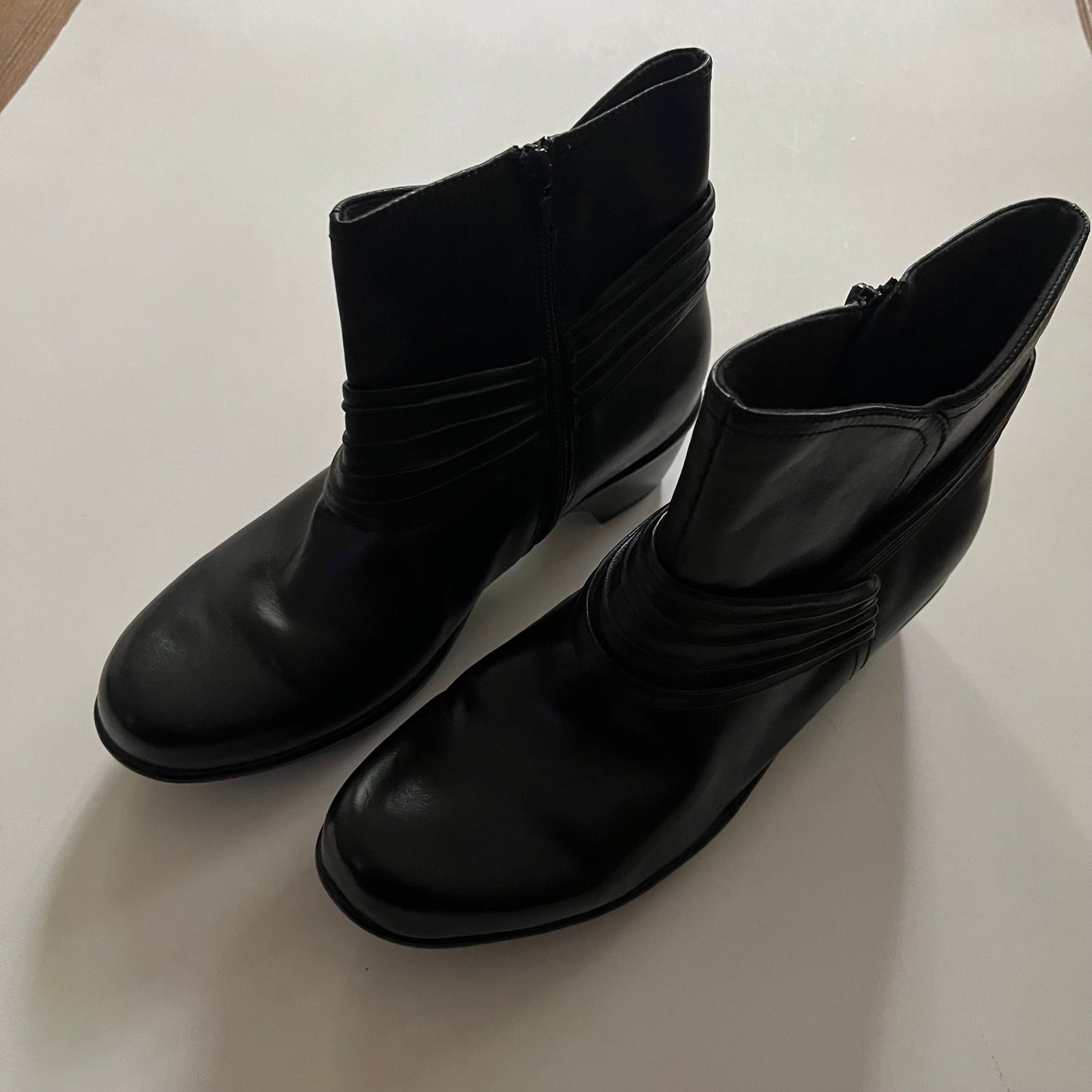 Boots Ankle Heels By Clarks In Black, Size: 10