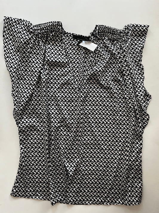 Blouse Short Sleeve By White House Black Market O In Black White, Size: Xl