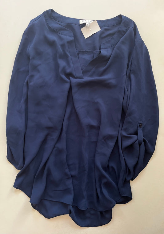 Blouse Long Sleeve By Chaus In Navy, Size: Xl