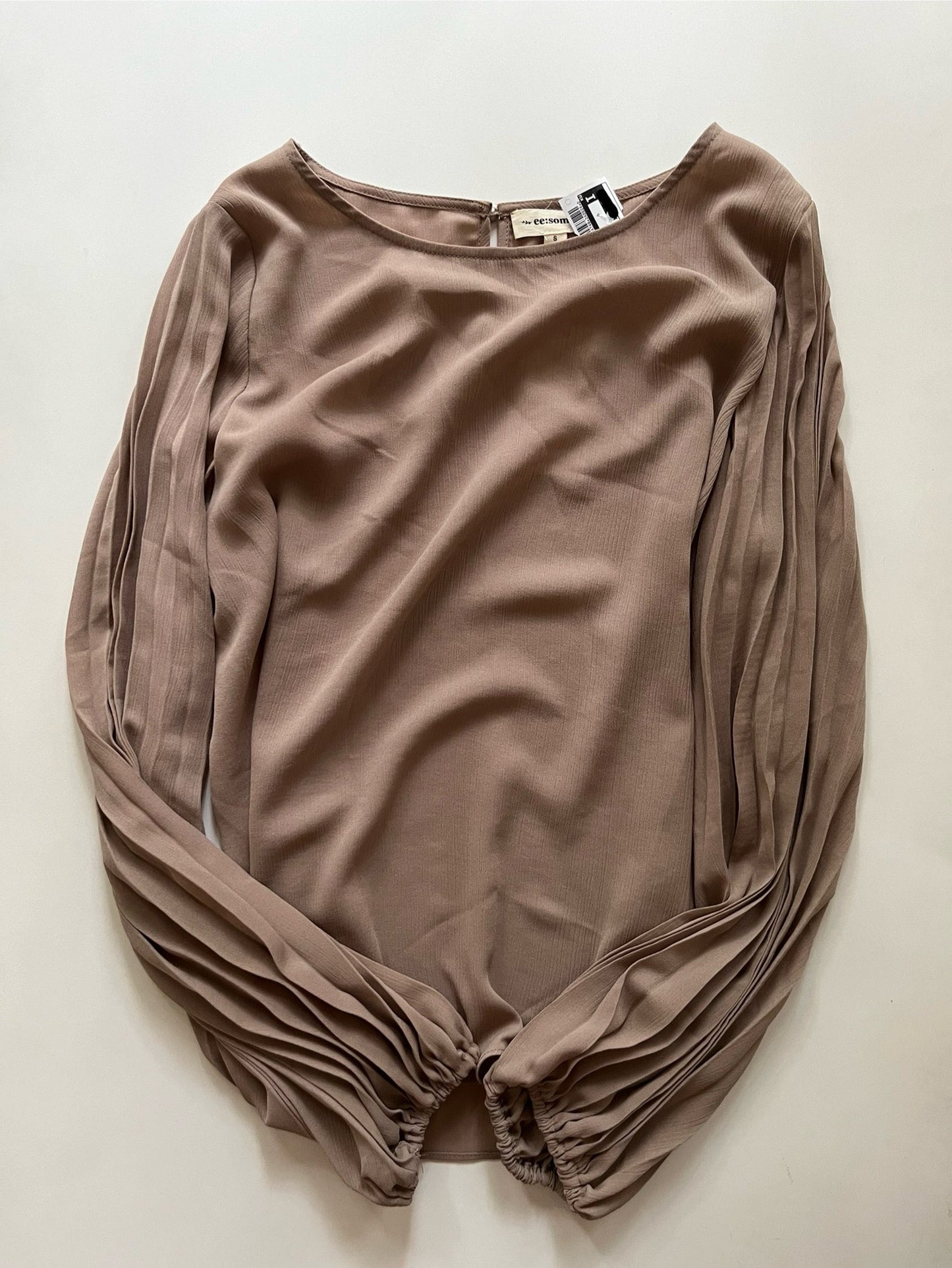 Blouse Long Sleeve By Ee Some In Taupe, Size: S