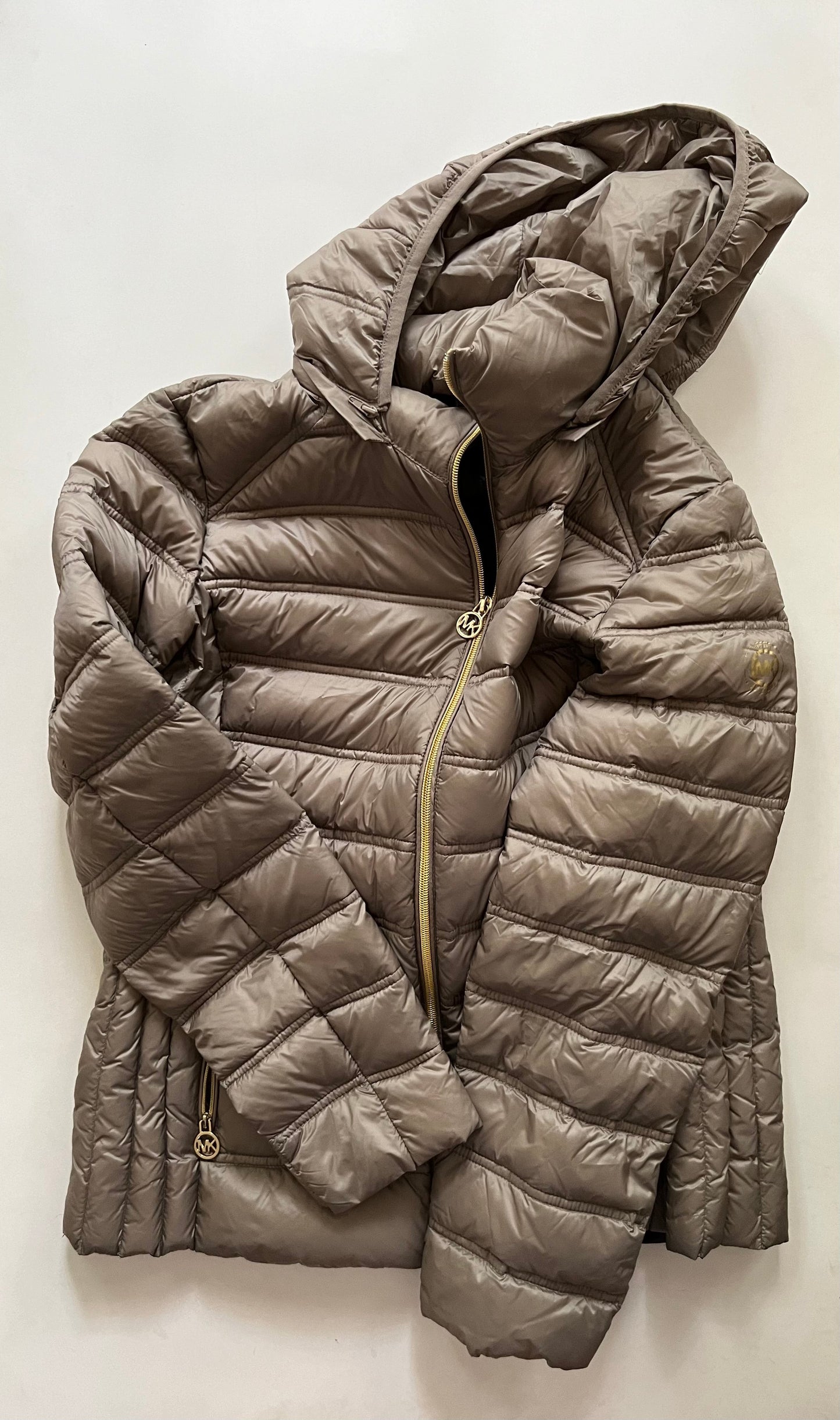 Coat Puffer & Quilted By Michael Kors In Taupe, Size: L