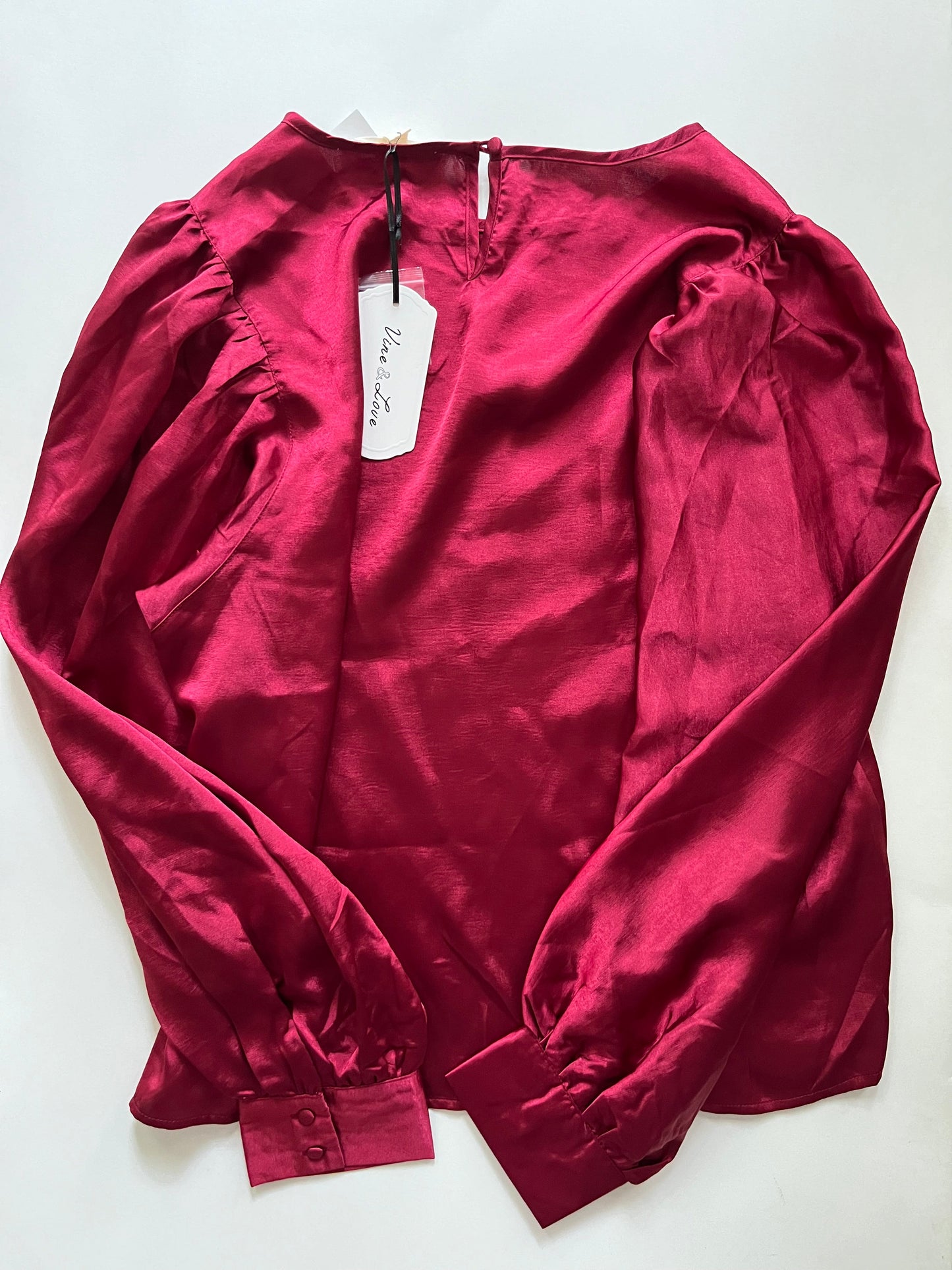 Blouse Long Sleeve By Vine & Love In Burgundy, Size: L