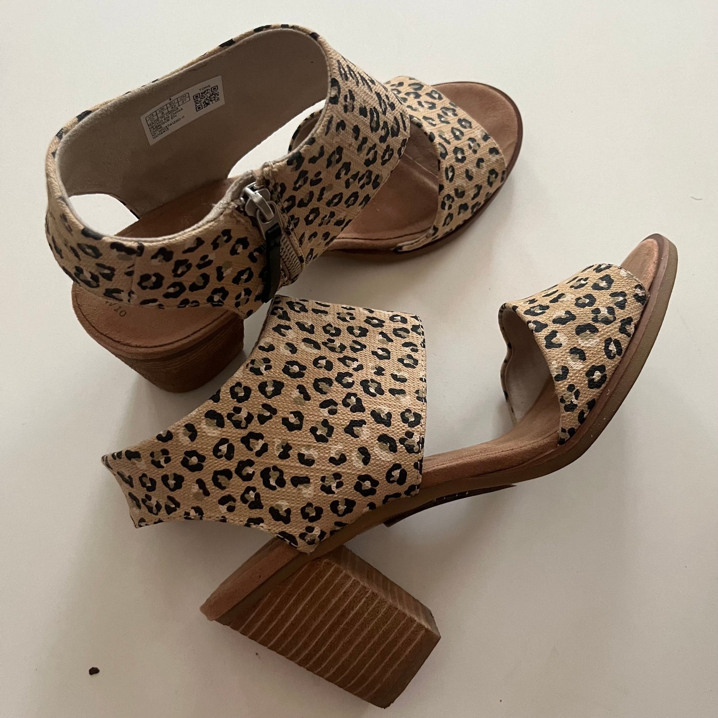 Sandals Heels Block By Toms In Animal Print, Size: 10