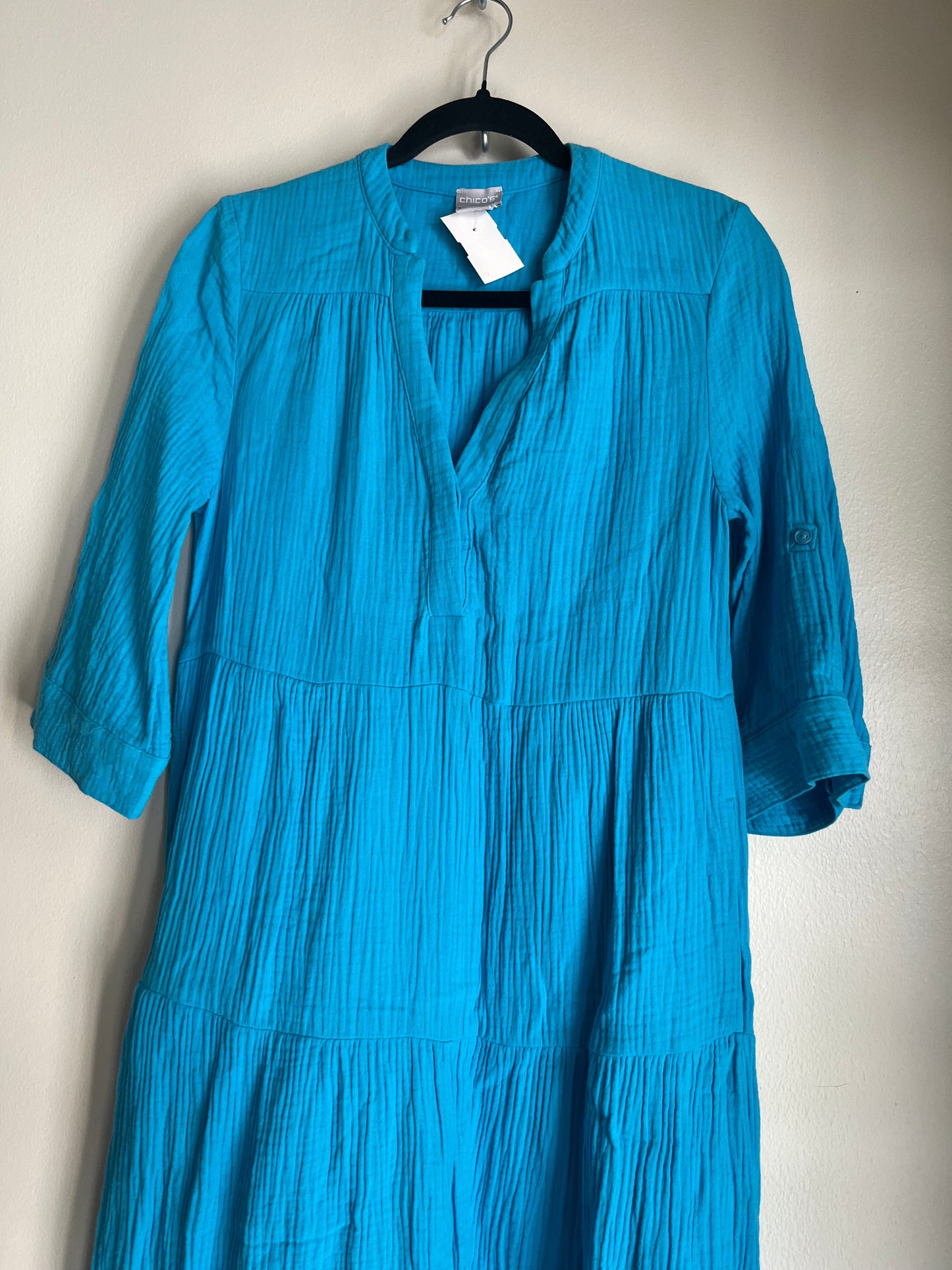 Dress Casual Maxi By Chicos In Turquoise, Size: Xs