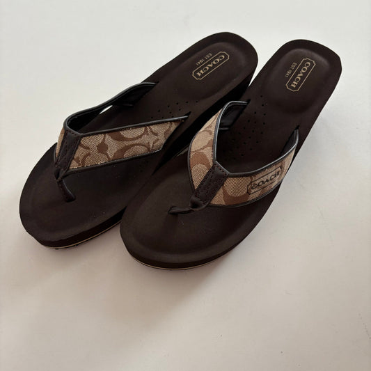 Sandals Heels Block By Coach O In Brown, Size: 9