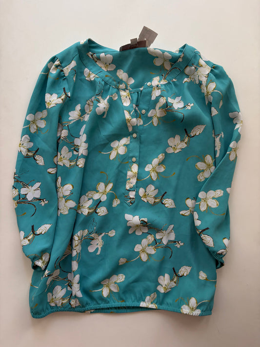 Blouse Long Sleeve By Loft In Turquoise, Size: S