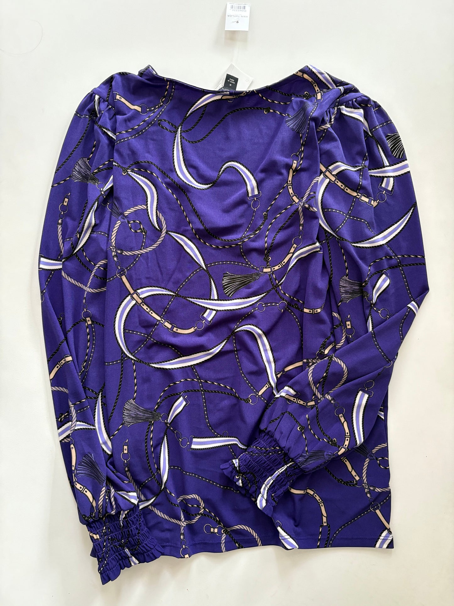 Blouse Long Sleeve By Ann Taylor In Purple, Size: M