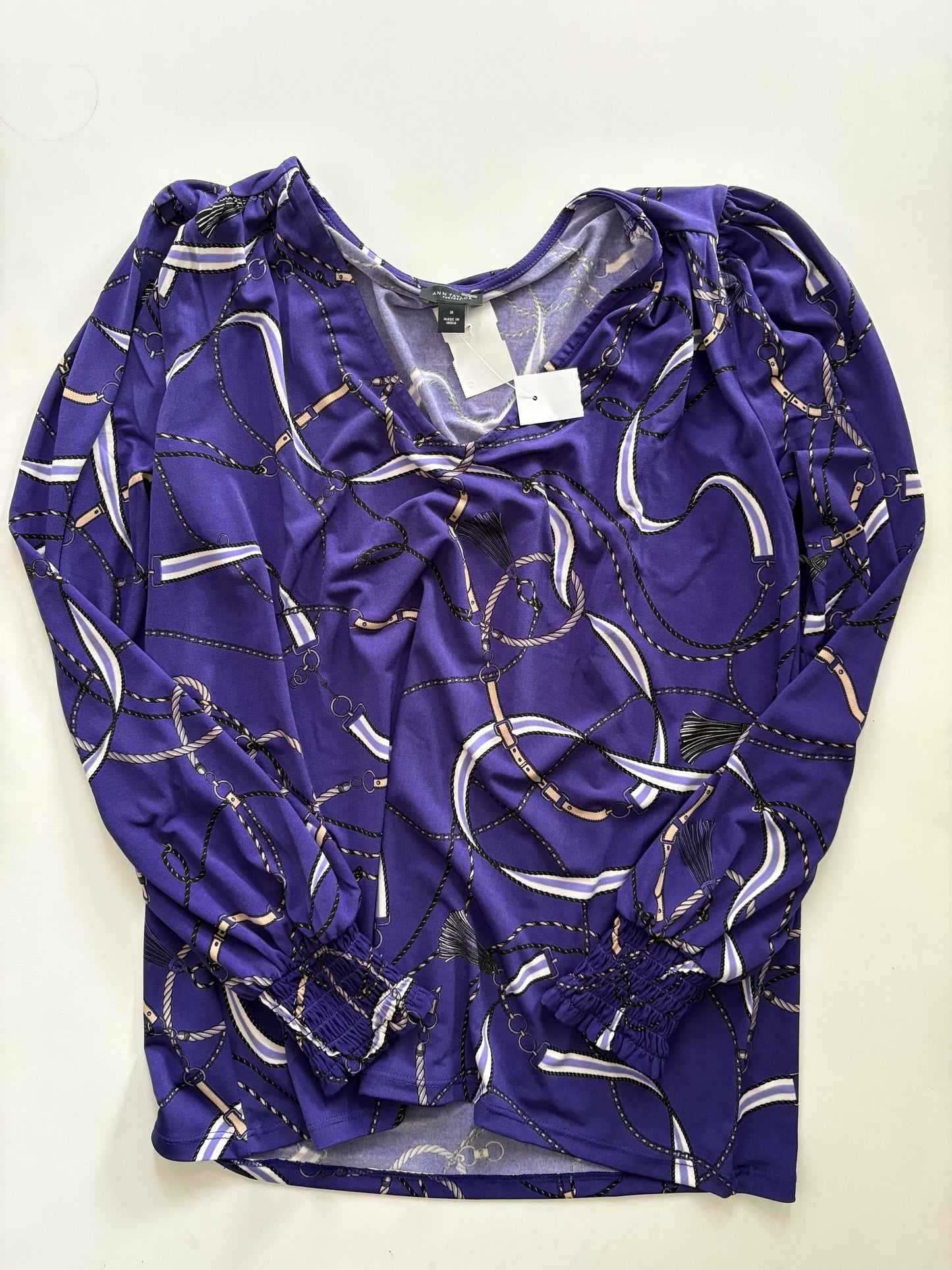 Blouse Long Sleeve By Ann Taylor In Purple, Size: M