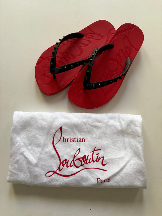 Sandals Flip Flops By Christian Louboutin In Red, Size: 6