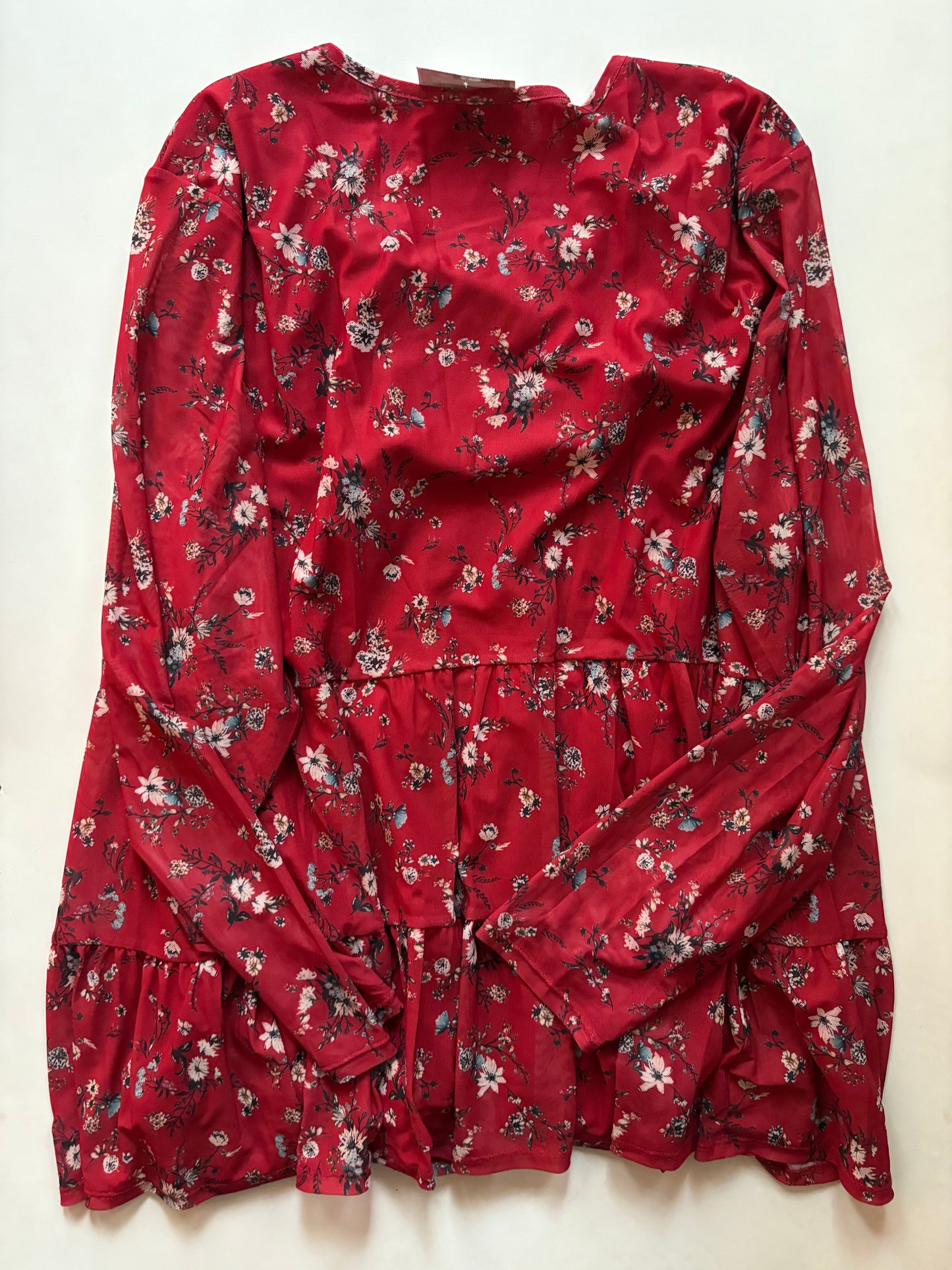 Top Long Sleeve By Love Fire In Red, Size: 3x