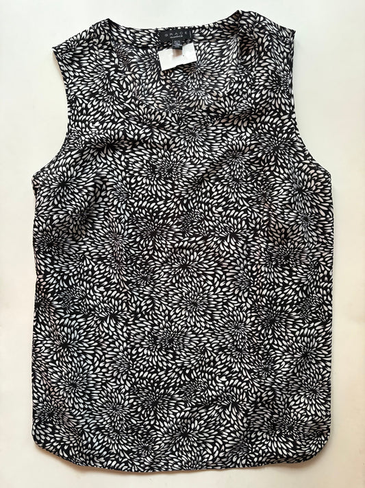 Blouse Sleeveless By Grace In Black & White, Size: 1x