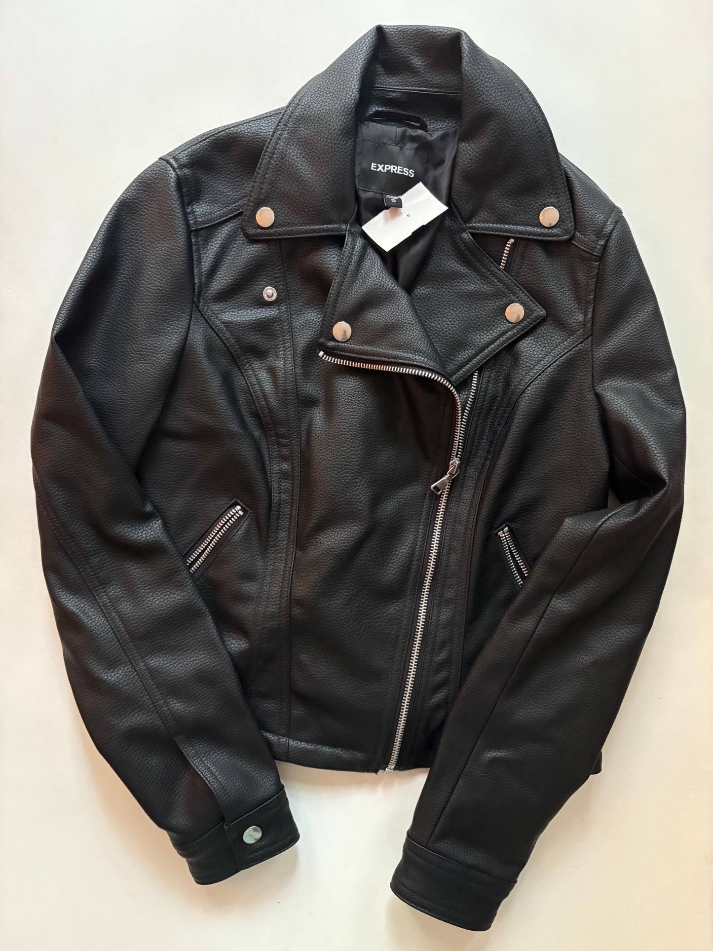 Jacket Moto Leather By Express In Black, Size: Xs