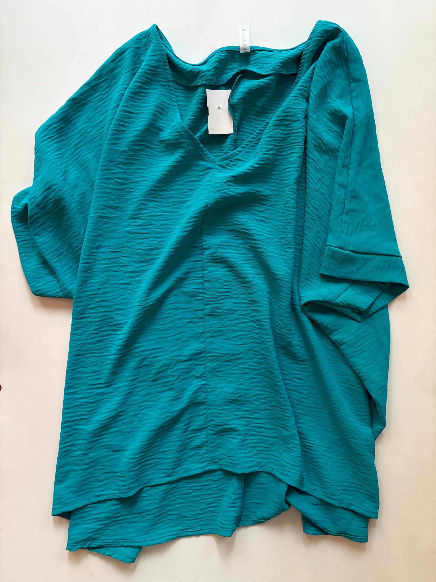 Blouse Short Sleeve By Zenana Outfitters In Blue, Size: Xl