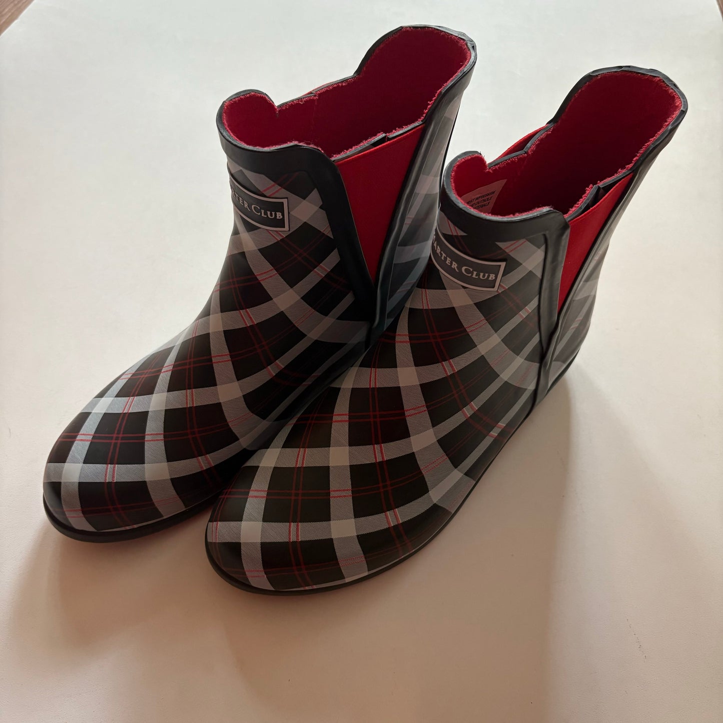 Boots Rain By Charter Club In Plaid Pattern, Size: 7