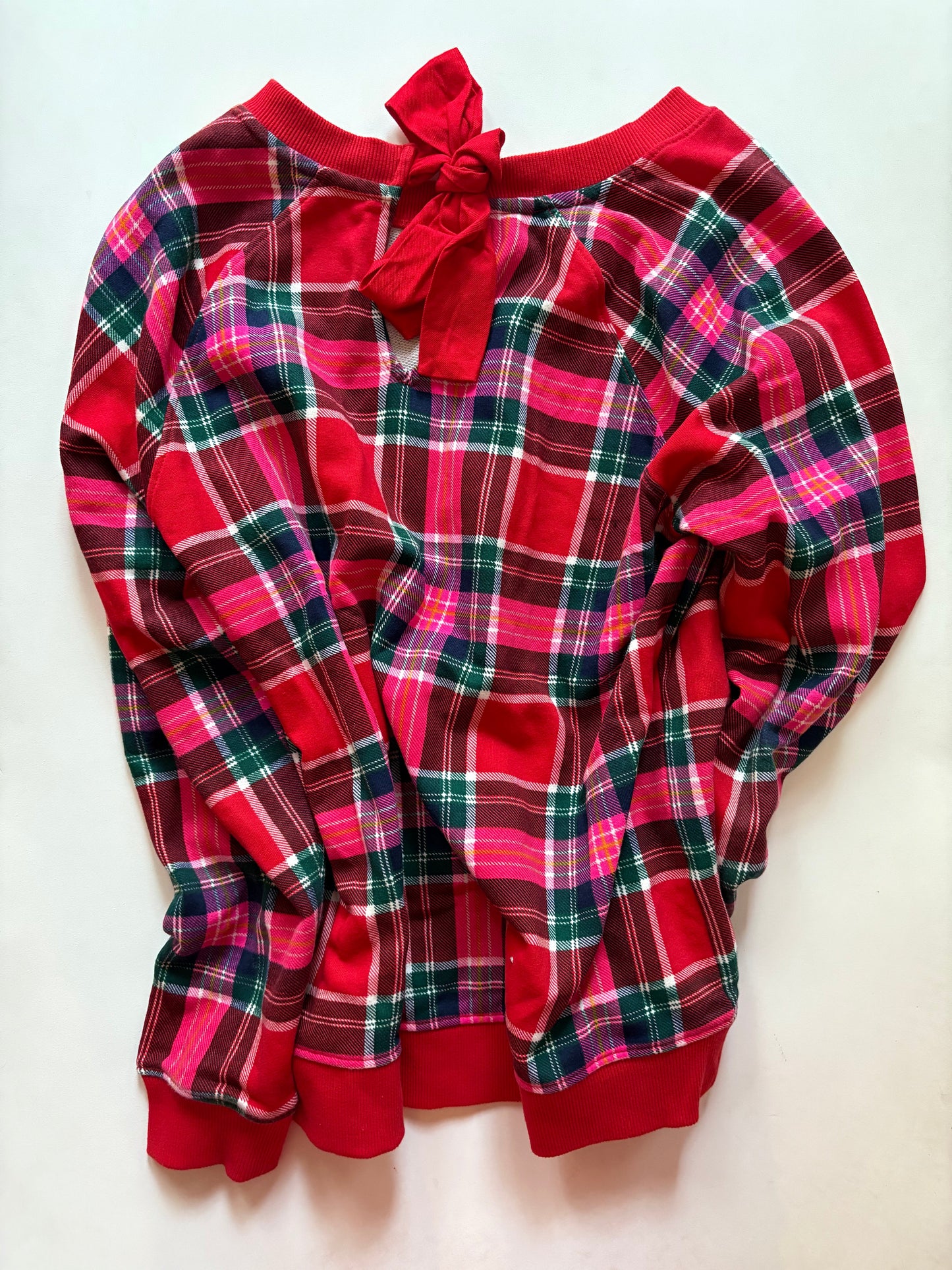 Sweatshirt Crewneck By Crown And Ivy In Plaid Pattern, Size: L