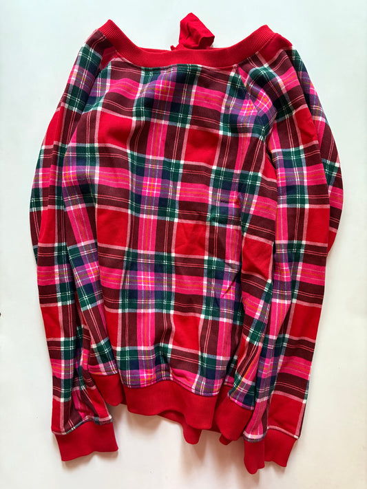 Sweatshirt Crewneck By Crown And Ivy In Plaid Pattern, Size: L