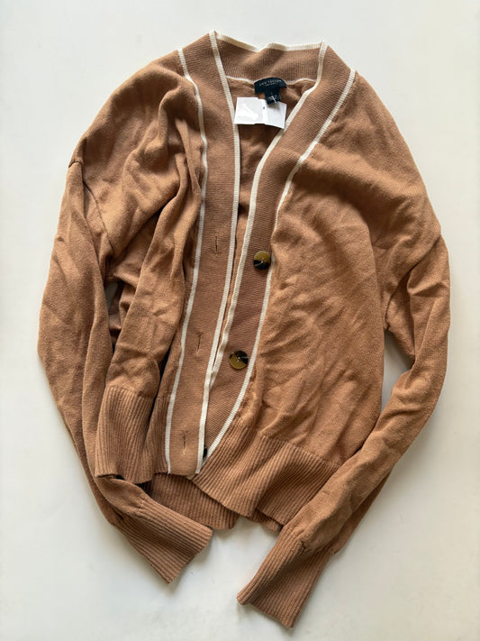 Sweater Cardigan By Ann Taylor In Tan, Size: L