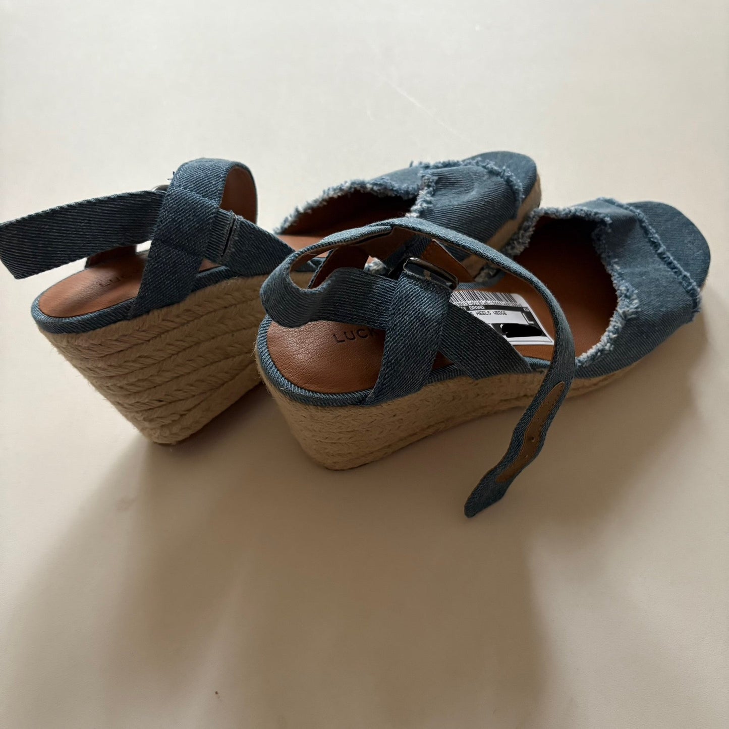 Sandals Heels Wedge By Lucky Brand In Blue, Size: 7.5