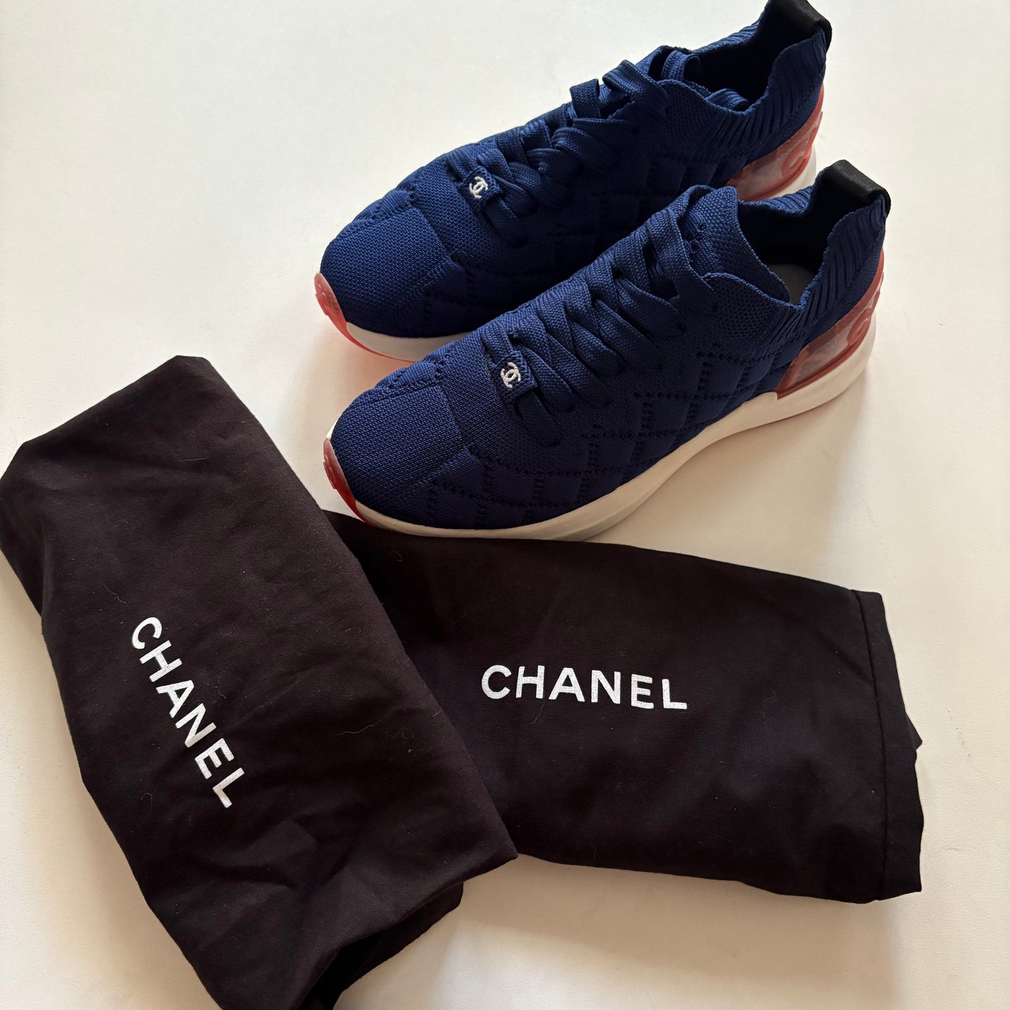 Shoes Athletic By Chanel In Blue, Size: 6.5