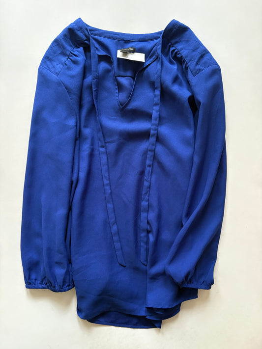 Blouse Long Sleeve By Ann Taylor In Blue, Size: M