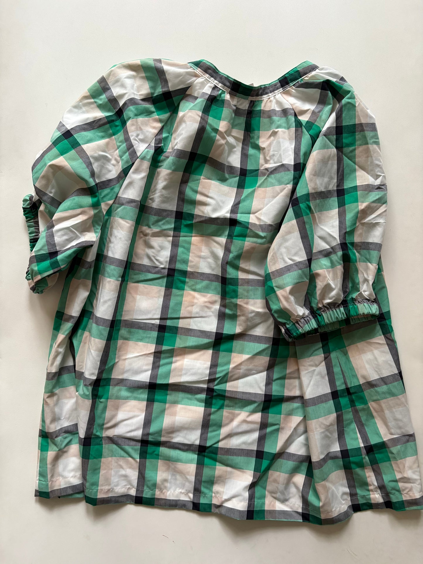 Top Short Sleeve By Ann Taylor In Plaid Pattern, Size: L