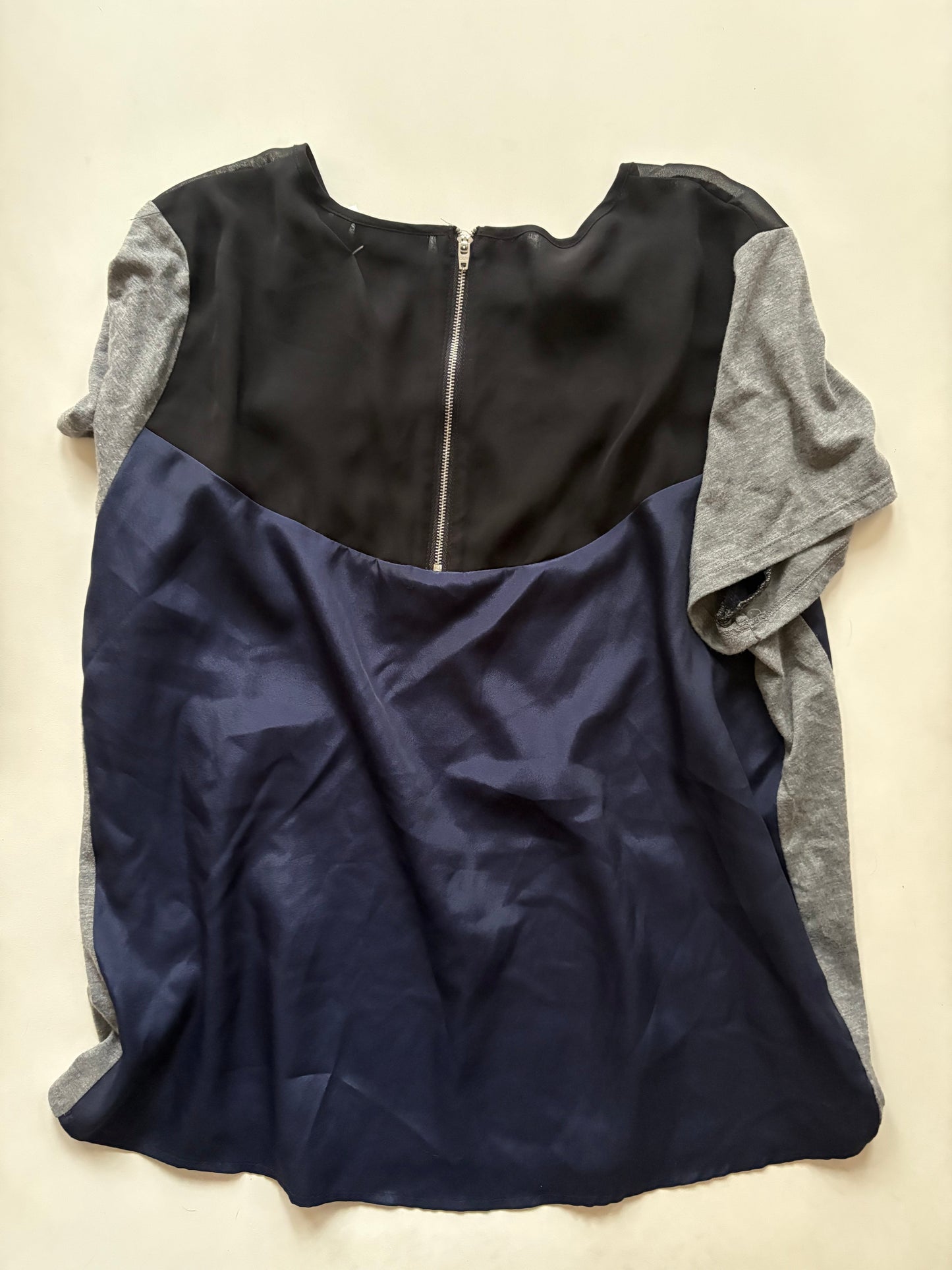 Blouse Short Sleeve By Apt 9 In Black & Blue, Size: Xl